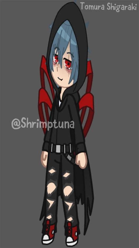 An Anime Character With Blue Hair And Red Eyes Wearing Black Clothes
