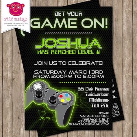 Printable Video Game Party Invitation By Artfulmonkeys On Etsy