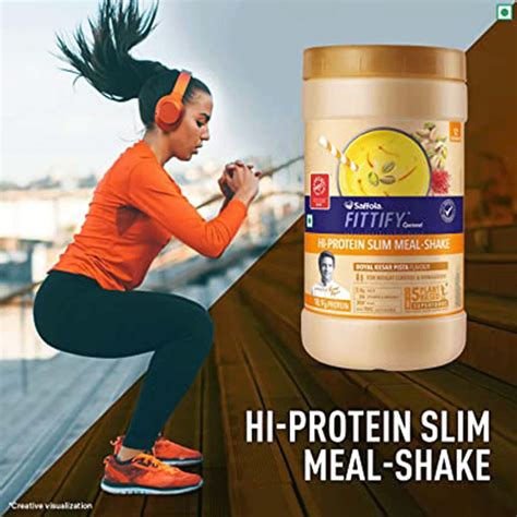 buy saffola fittify hi protein slim meal shake royal kesar pista 420 gm 12 servings online