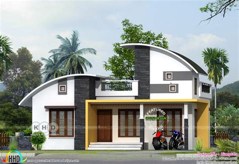 Single Floor 3 Bhk Curved Roof House Rendering Kerala Home Design
