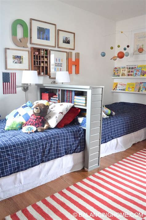 In a boys shared bedroom, try adding toy storage at varying heights for different children to store their personal belongings at their own level. Small Bedroom Decor & Bedroom Decorating Ideas - Balancing ...
