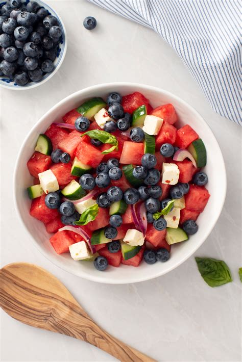Blueberry Watermelon Salad With Marinated Feta Blueberry Org