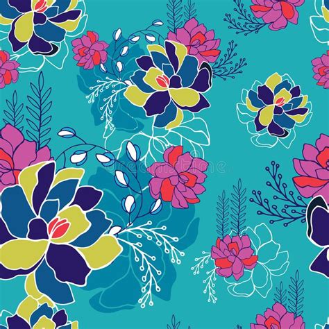 Colorful Hand Drawn Floral Seamless Background Pattern For Your Design