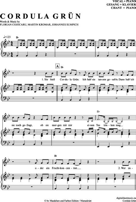 Erst nach erneutem anklicken des taktes oder der. Cordula Grün (Klavier + Gesang) PDF Noten >>> KLICK auf ...