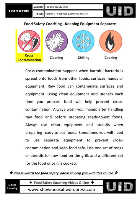 02 Food Safety Coaching Keeping Equipment Separate Worksheets Etc By Wayne Yare Issuu