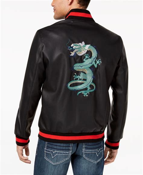 Inc International Concepts Synthetic Embroidered Dragon Varsity Bomber