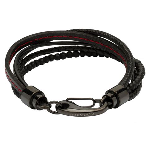 Mens Leather Bracelets Black Multi Strand Bracelet Mens From
