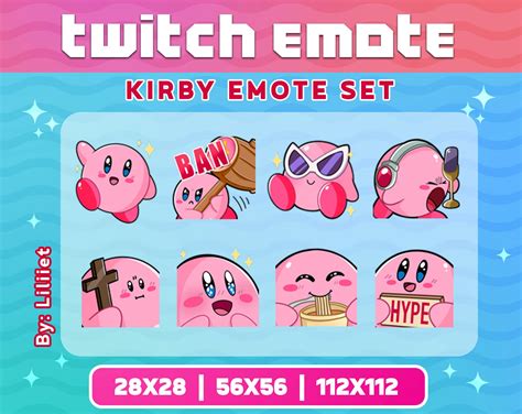 Kirby Emote Set For Twitch Or Discord Kirby Emote Pack Etsy Uk