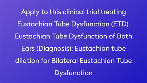 Eustachian Tube Dilation For Bilateral Eustachian Tube Dysfunction