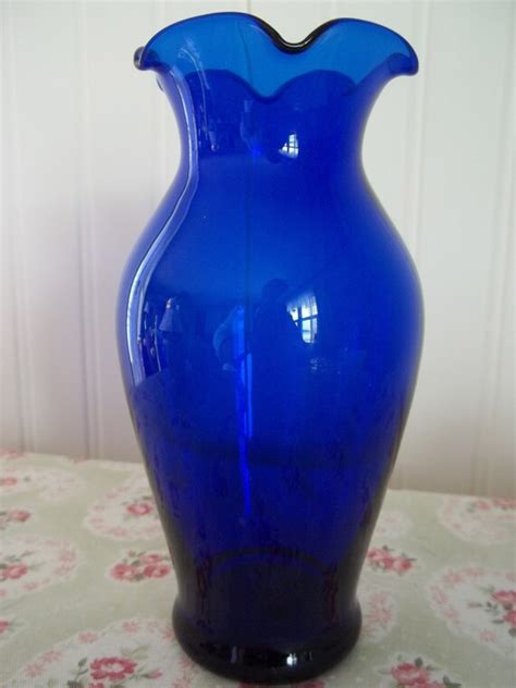 Vintage Cobalt Blue Ruffled Edge Vase By Blissfulfinds On Etsy