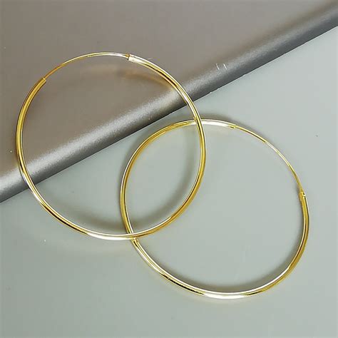 Large Gold Hoop Earrings Gold Hoops 45 Mm Gold Plated Etsy
