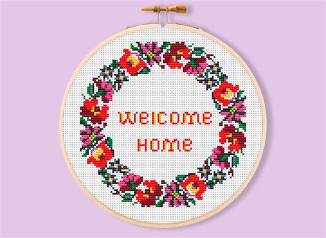 Welcome Home Quote Cross Stitch Pattern Pattern For Hand Made Etsy