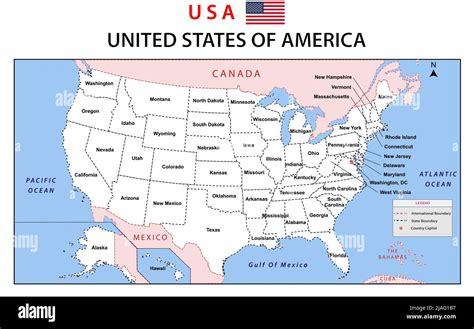 Usa Karte Politische Landkarte Der Vereinigten Staaten Von Amerika Us