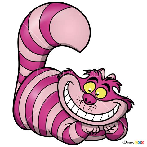 A Cartoon Pink And White Striped Cat Laying Down