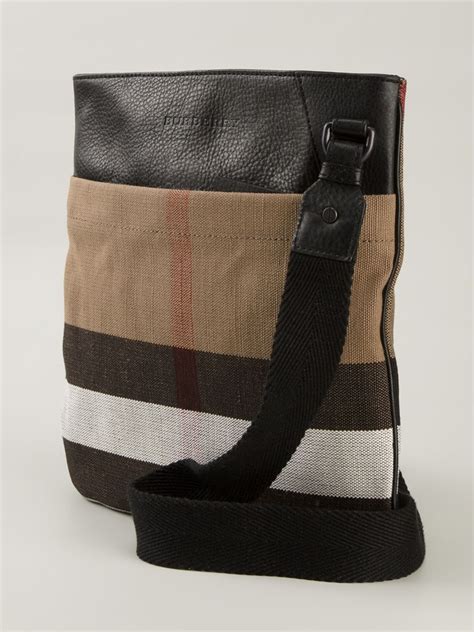 Lyst Burberry Haymarket Check Messenger Bag In Black For Men