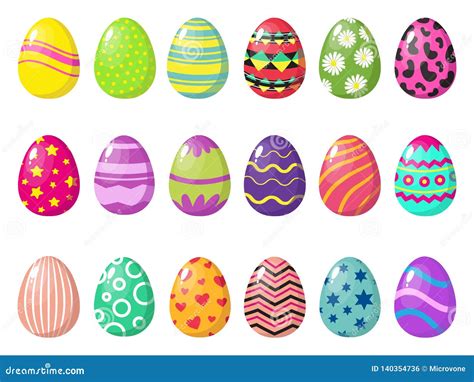 Cartoon Colorful Easter Eggs Vector With Patterns Isolated On White