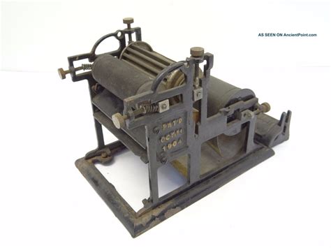 Antique 1904 Black Metal Iron Automatic Rotary Printer Printing Press
