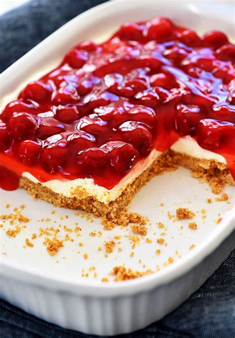 Cherry Delight Is An Easy Dessert Recipe With A Graham Cracker Crust A Cheesecake Center And