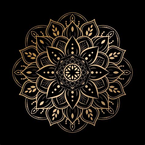 Luxury Rounded Flower Mandala Design On Black 1228350 Vector Art At