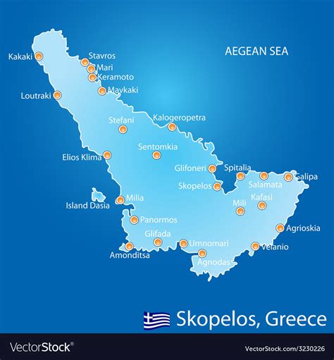 Island Of Skopelos In Greece Map Royalty Free Vector Image