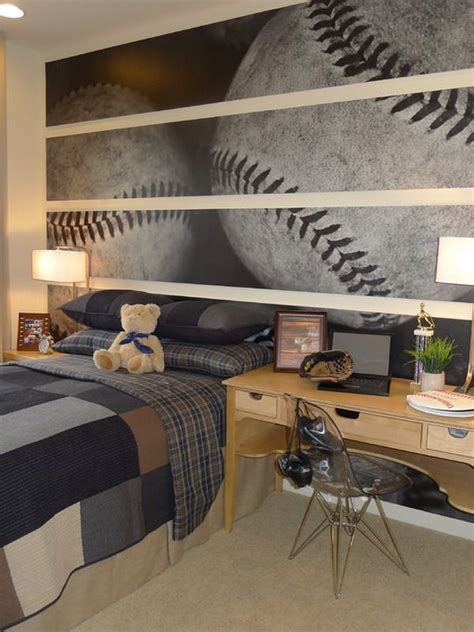 Awesome Baseball Bedroom Mural Edbys Baseball Theme Room Baseball