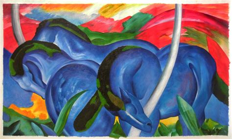 Original Painting By Franz Marc Blue Horse By Runkersraith Gouache On