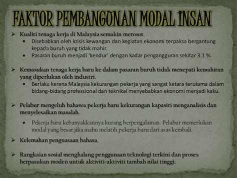 Tinjauan kepentingan pembangunan modal insan di malaysia. Pembangunan modal insan