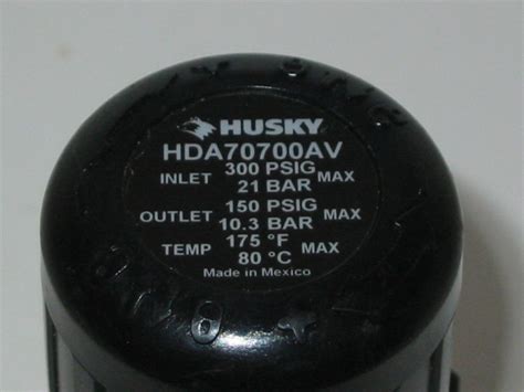 Husky Hda70700av Regulator Control 300psi Max Inlet 150psi Max Out 38