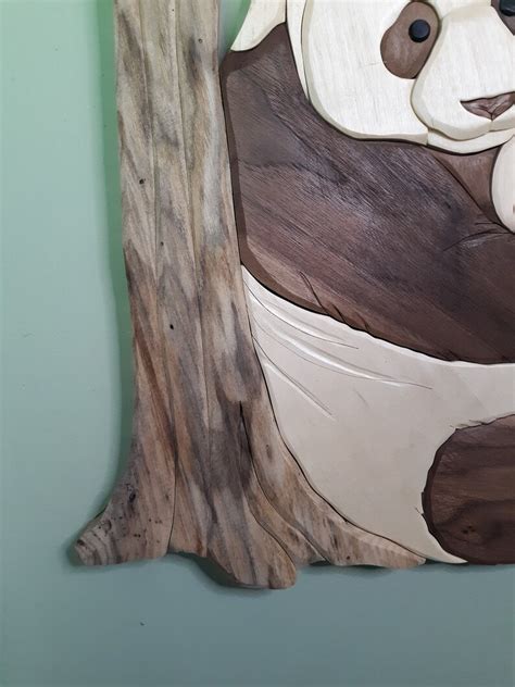 Panda With Baby Wood Intarsia Wall Hanging Scroll Saw Art Etsy