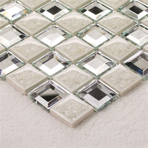 Porcelain Glass Tile Wall Backsplash Crystal Mirror Tiles Pyramid