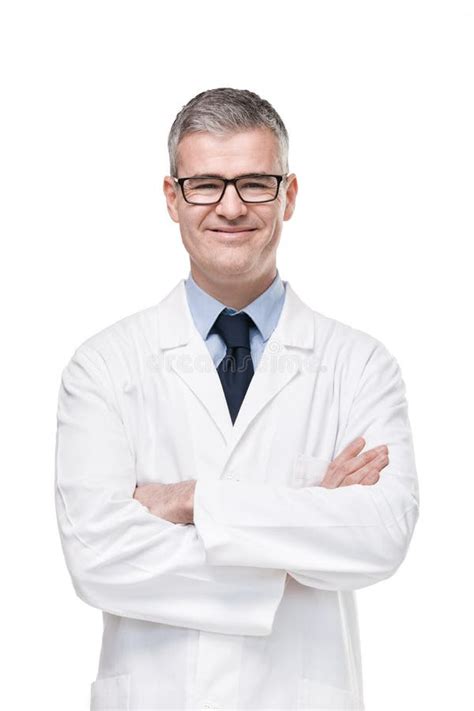 Confident Male Doctor Or Pharmacist In White Lab Stock Image Image Of