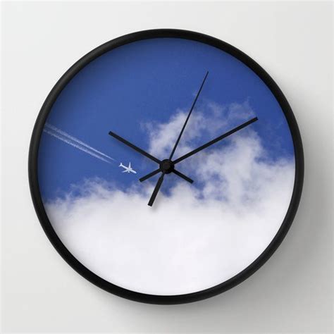 Flying Airplane Wall Clock By Christina Rollo Society6 Airplane
