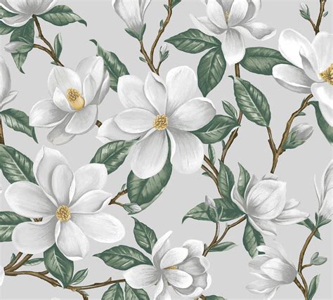 Large Floral Fabric By Half Yard Magnolia Print Fabric Flower Printed