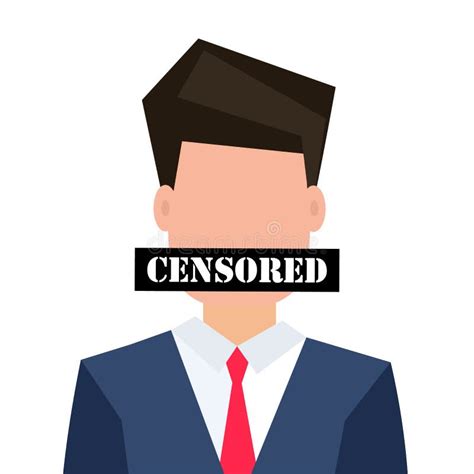 Censored Concept Man With Censored Sign On His Face Stock Vector
