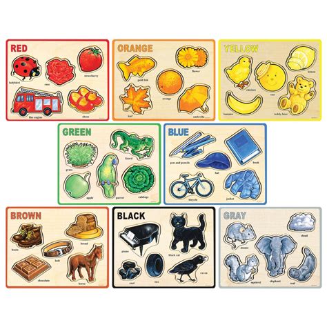 Basic Color And Word Wooden Puzzles Set Of 8