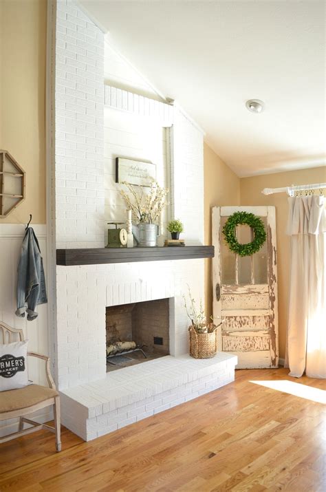 So to remove them clean the brick with soapy water using a stiff bristle brush. How to Paint a Brick Fireplace - Little Vintage Nest