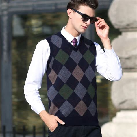 New Winter Male Wool Sweater Casual Computer Knitted V Neck Vest