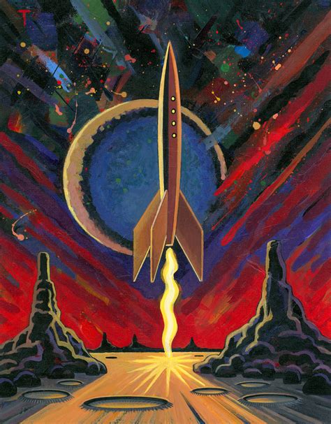 Rocket Painting 48 Space Art Rocket Art Retro Rocket