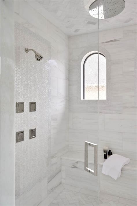 White Marble Shower Jenkins Interiors Tile Walk In Shower Bathroom