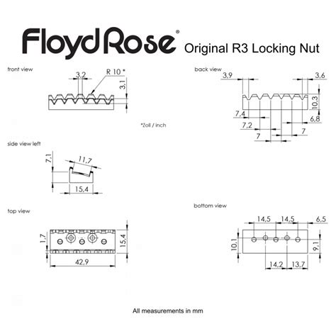 Floyd Rose Frnr3vcp Locking Nut R3 For Original Tremolo Systems