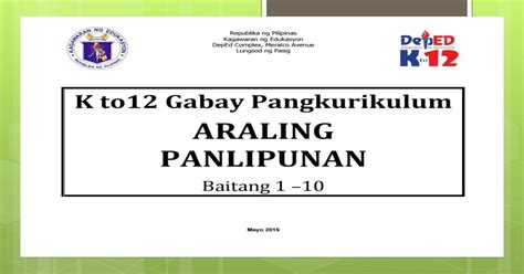 K 12 Deped Curriculum Guide In Araling Panlipunan 2016 Grade 1 Pdf