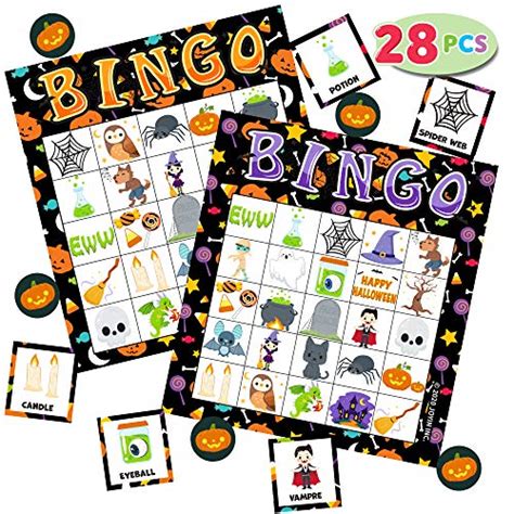28 Halloween Bingo Game Cards 5x5 For Kids Halloween Party Card Games