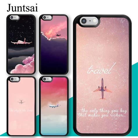 Juntsai Pink Travel Aircraft Airplane Printed For Iphone Xs Max Xr X