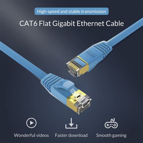 Ethernet cable CAT6 - 10 meters - blue - flat cable - Orico