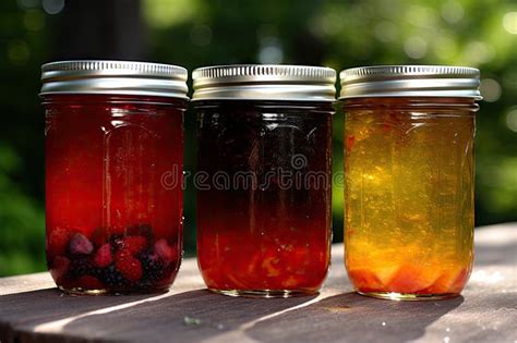 Jar Of Homemade Jam Bursting With The Flavors Of Summer Stock Photo