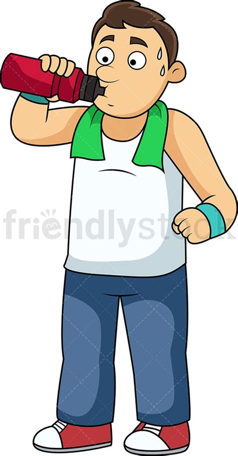 Man Drinking Water Staying Hydrated Cartoon Vector Clipart Friendlystock