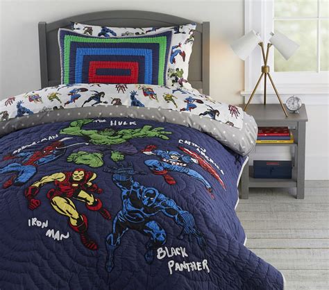 Sock monkeys are featured against a fun, ombre. Marvel Quilt | Pottery Barn Kids CA