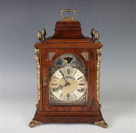 A Mid 20th Century German Walnut Mantel Clock With Eight Day Movement Chiming On Gongs The Breakarc
