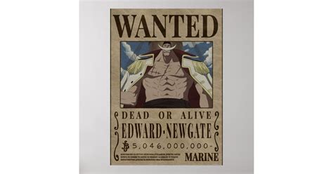 Edward Newgate Whitebeard One Piece Bounty Wanted Poster Zazzle