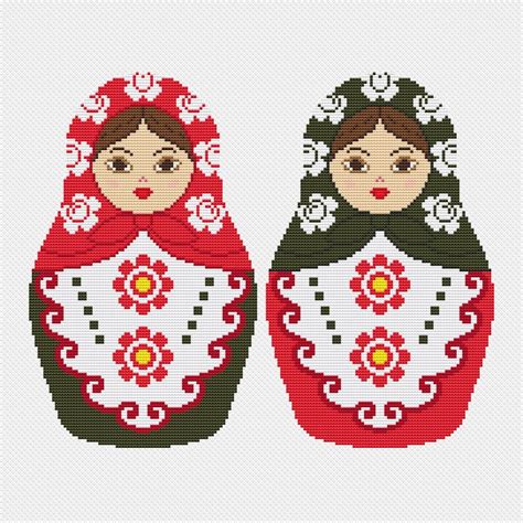 Nesting Dolls Matryoshka Cross Stitch Pattern Pdf Russian Etsy